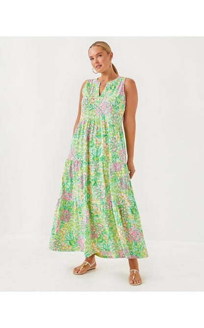 SYDNEE MAXI DRESS, FAUNA GREEN LIME FEELING GOOD