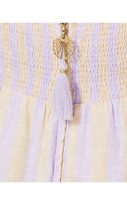 JAVANNE LINEN MAXI DRESS, LILAC OPAL ISLAND SECRETS STRIPE