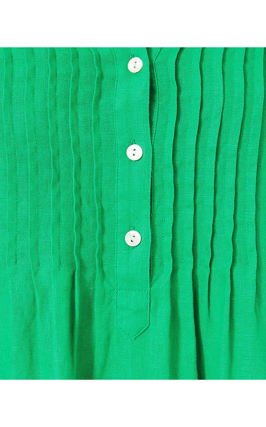 RHODA LONG SLEEVE POPOVER LINEN DRESS, BRAZILIAN GREEN