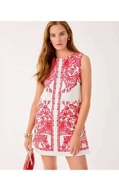 SADIE SHIFT ROMPER, COCONUT SPICY SOCIALITE ENGINEERED ROMPER
