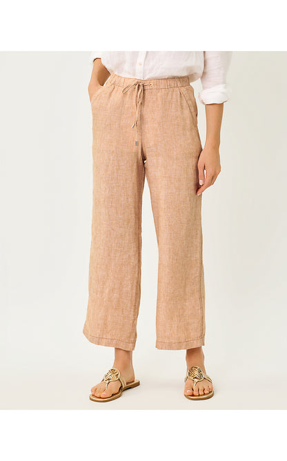BRAWLEY LINEN CROP PANT, ICED LATTE X RESORT WHITE