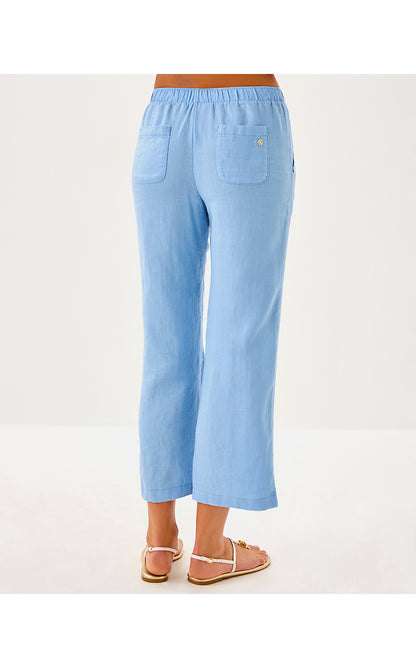 BRAWLEY LINEN CROP PANT, JACARANDA BLUE