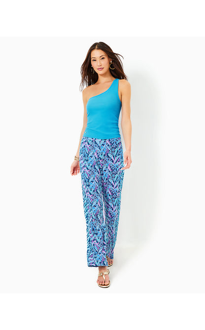 ALLENA KNIT PALAZZO PANT, BARTON BLUE STAR GAZING ENGINEERED PANT