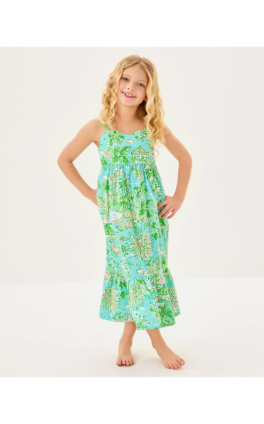 MINI HIEDI MAXI DRESS, FRESH WATER BLUE SUNBATHERS BLISS