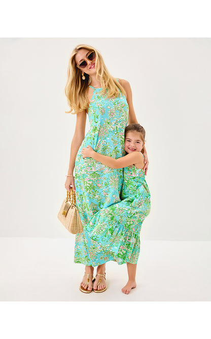 MINI HIEDI MAXI DRESS, FRESH WATER BLUE SUNBATHERS BLISS