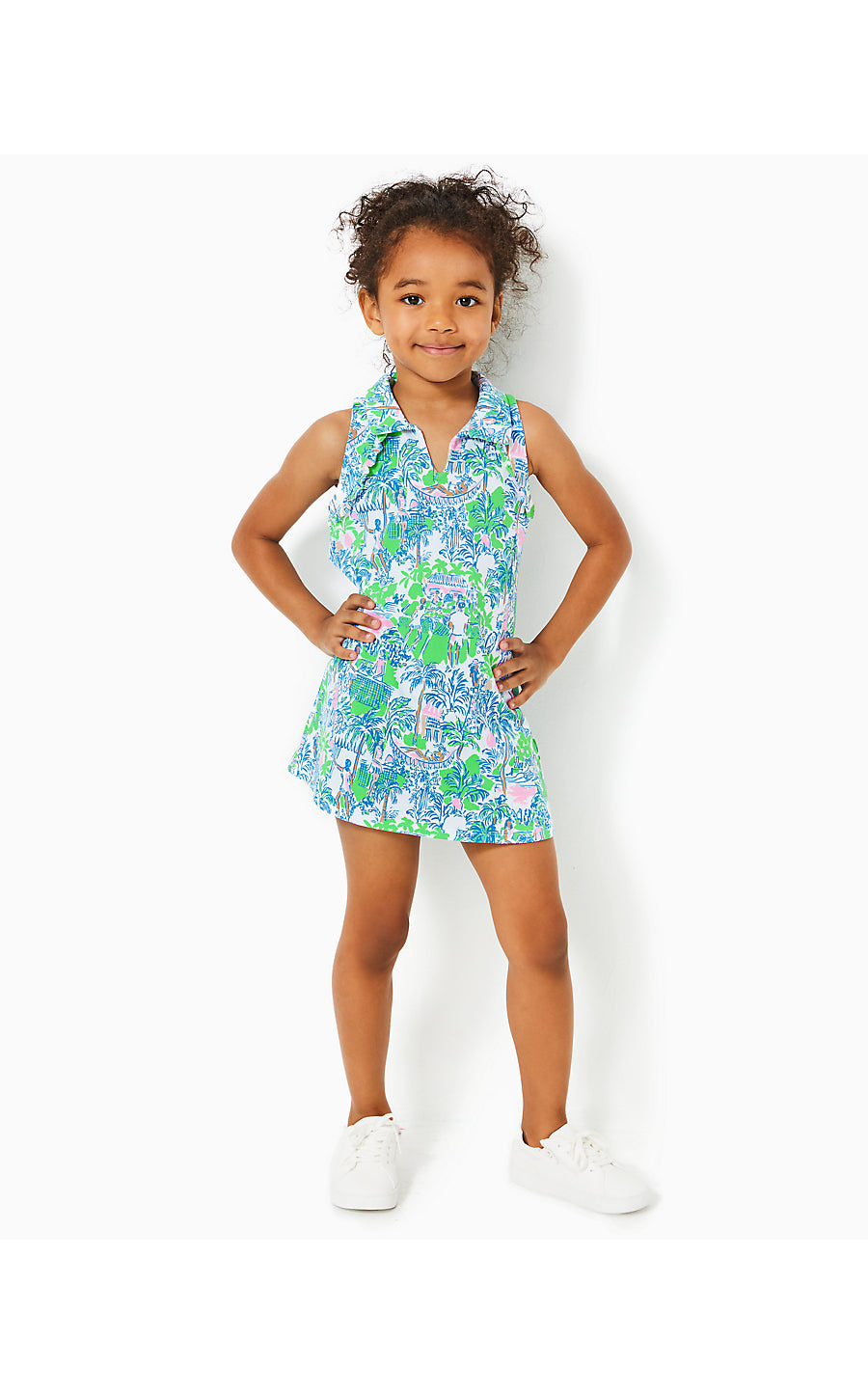 MINI MARTINA POLO DRESS, ORB GREEN SERVING IT UP