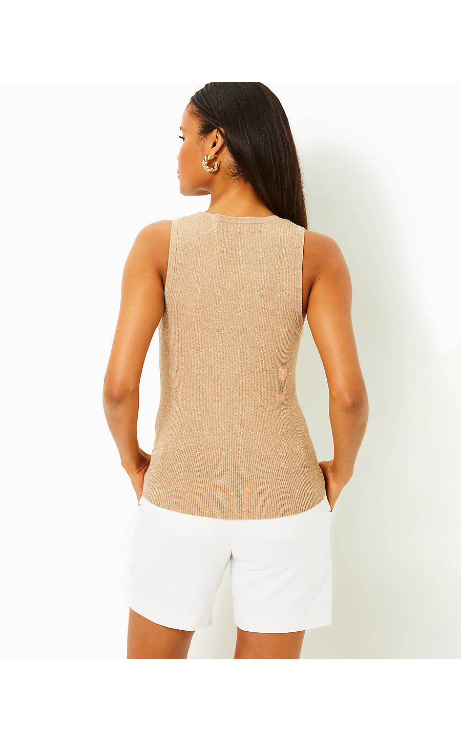 ESLI SWEATER TANK, SAND BAR METALLIC