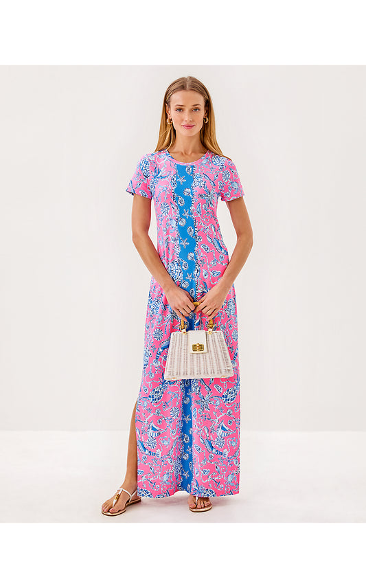 KADEN UPF 50+ MAXI DRESS, ROUSSEAU PINK BAREFOOT BEACHCOMBERS ENGINEERED CHILLYLILLY