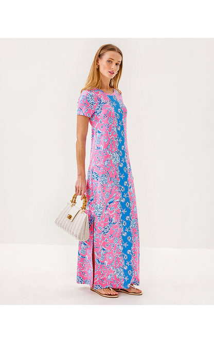 KADEN UPF 50+ MAXI DRESS, ROUSSEAU PINK BAREFOOT BEACHCOMBERS ENGINEERED CHILLYLILLY
