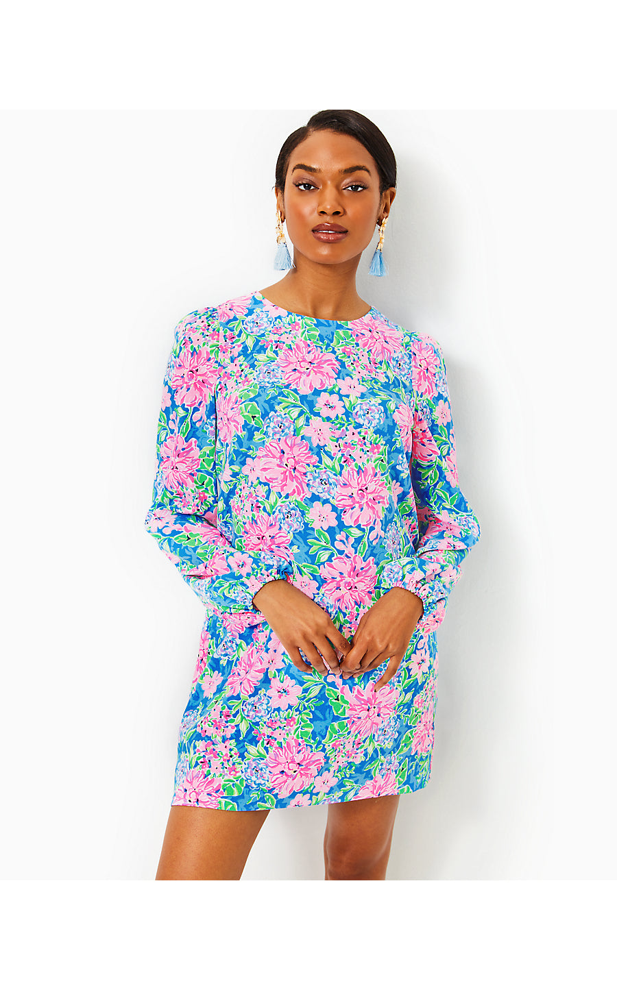 ALYNA LONG SLEEVE DRESS, MULTI SPRING IN YOUR STEP