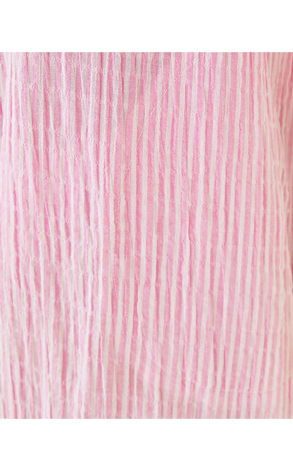 NATALIE MAXI COVERUP, CONCH SHELL PINK LTWT OXFORD STRIPE