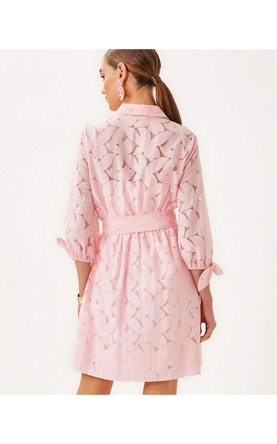 AMRITA 3/4 SLEEVE SHIRTDRESS, PINK MUSE FLORA FAILLE