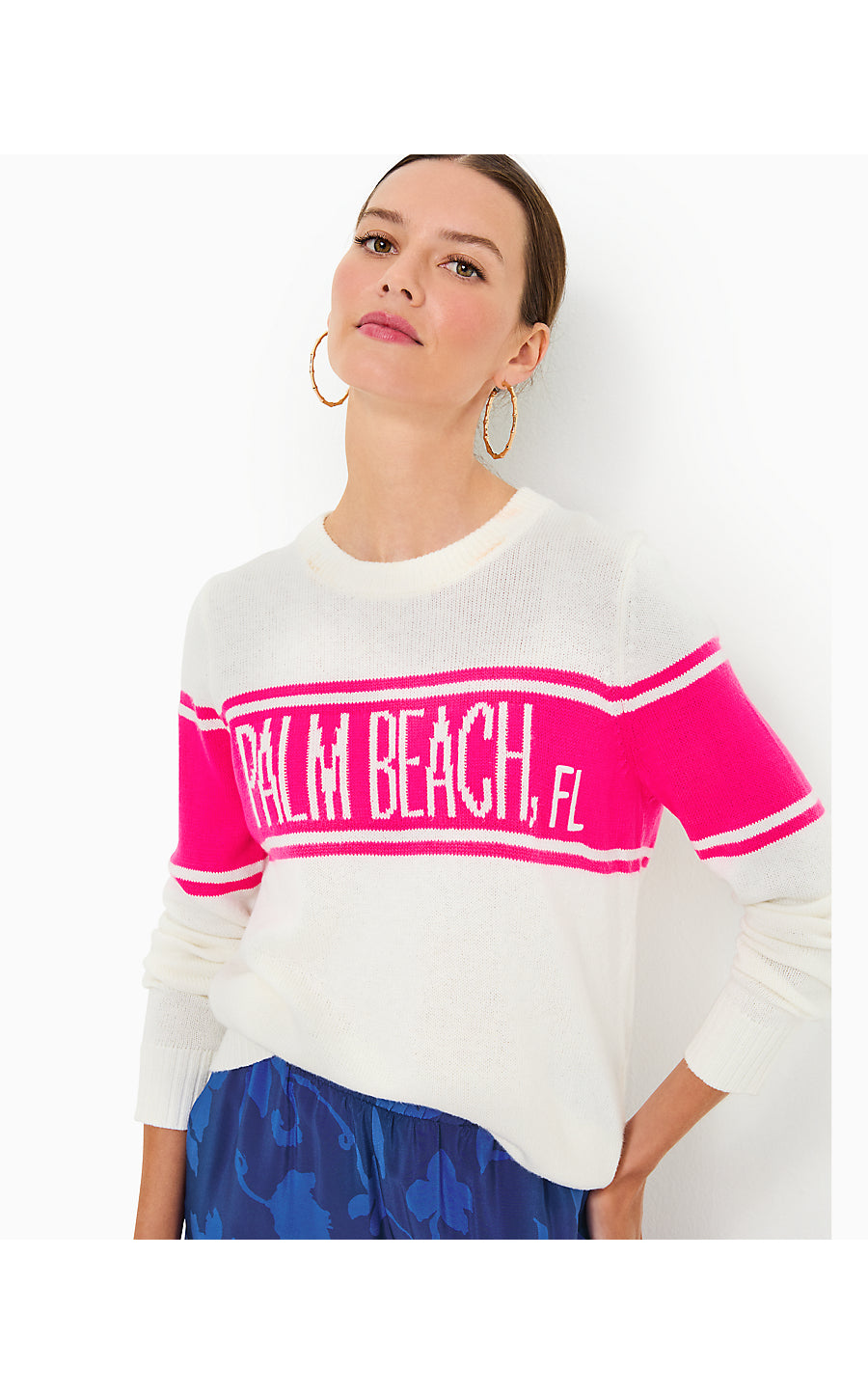 KELSA SWEATER, PASSION FRUIT PINK PALM BEACH FL JACQUARD