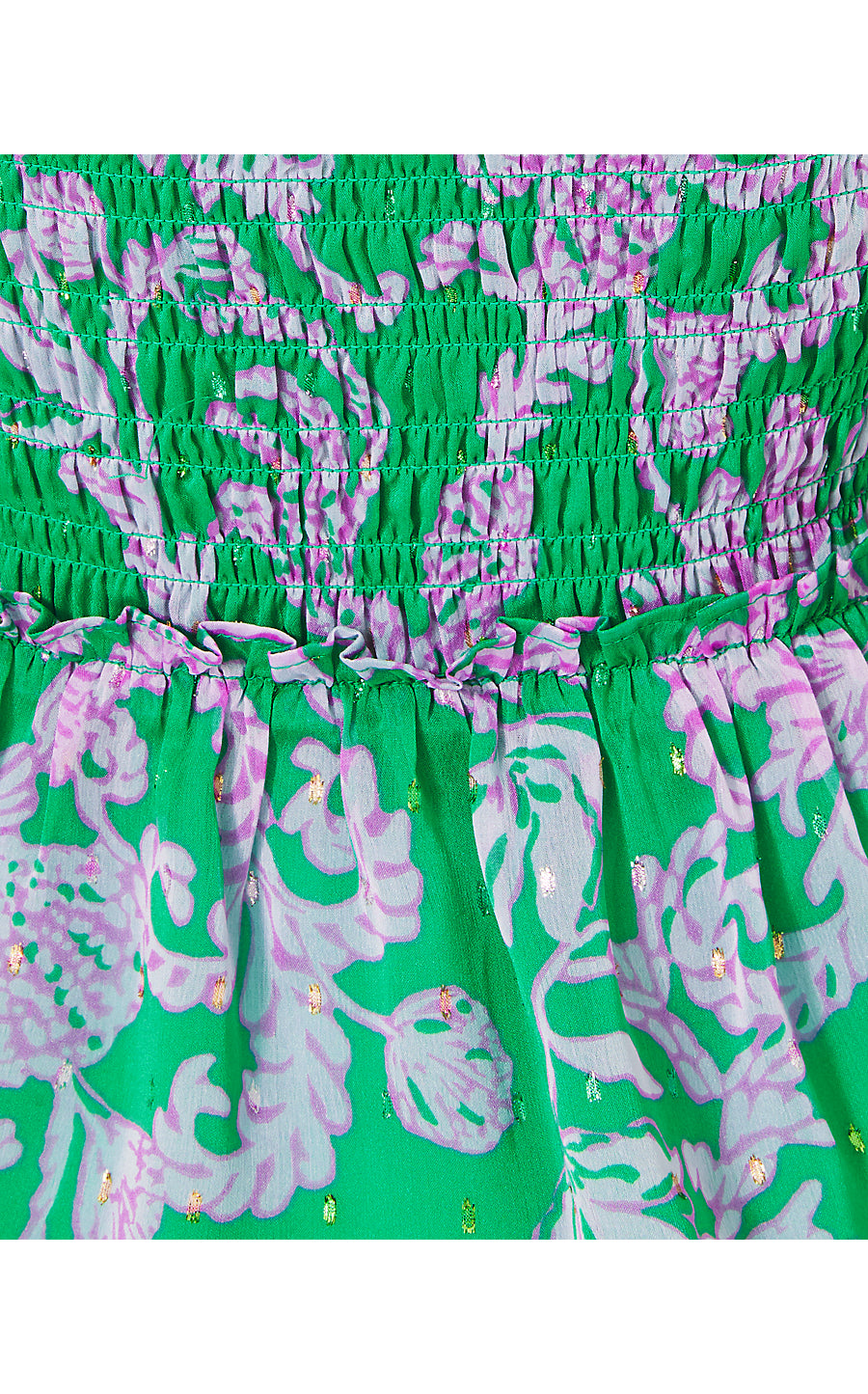 HADLY SMOCKED TOP, BRAZILIAN GREEN SALTY SANDBAR