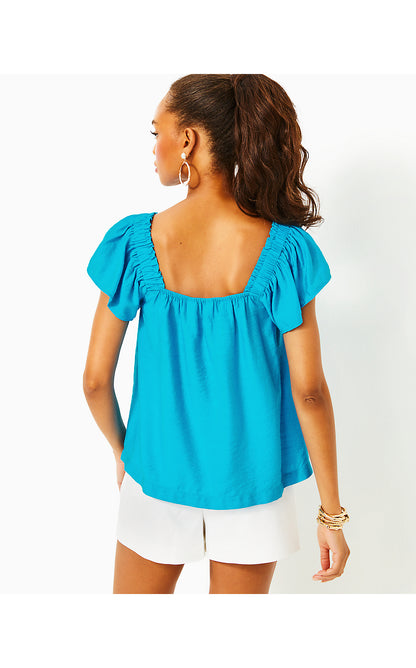 CARALISA SHORT SLEEVE TOP, TANGIER TEAL