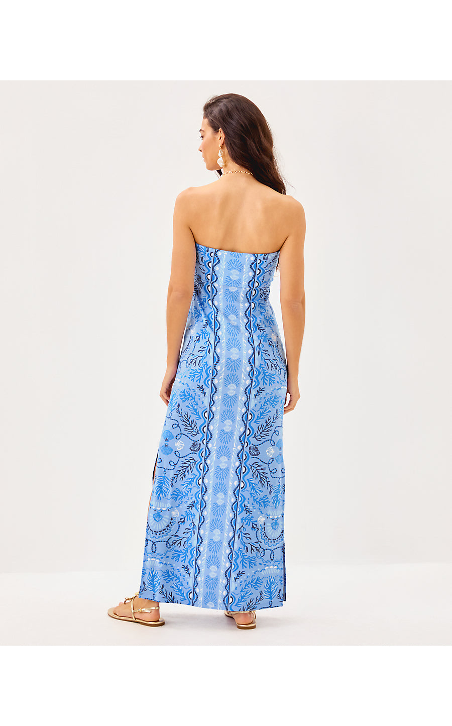 NOA STRAPLESS MAXI DRESS, JACARANDA BLUE KNOTTY AND NICE ENGINEERED KNIT MAXI