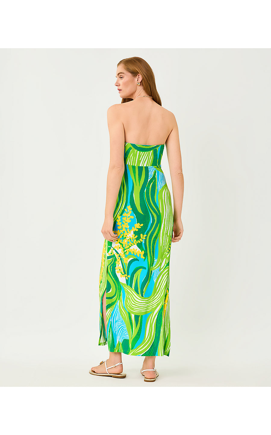 NOA STRAPLESS MAXI DRESS, TURQUOISE TIDE OVERSIZED SWEET CORN ENGINEERED KNIT MAXI