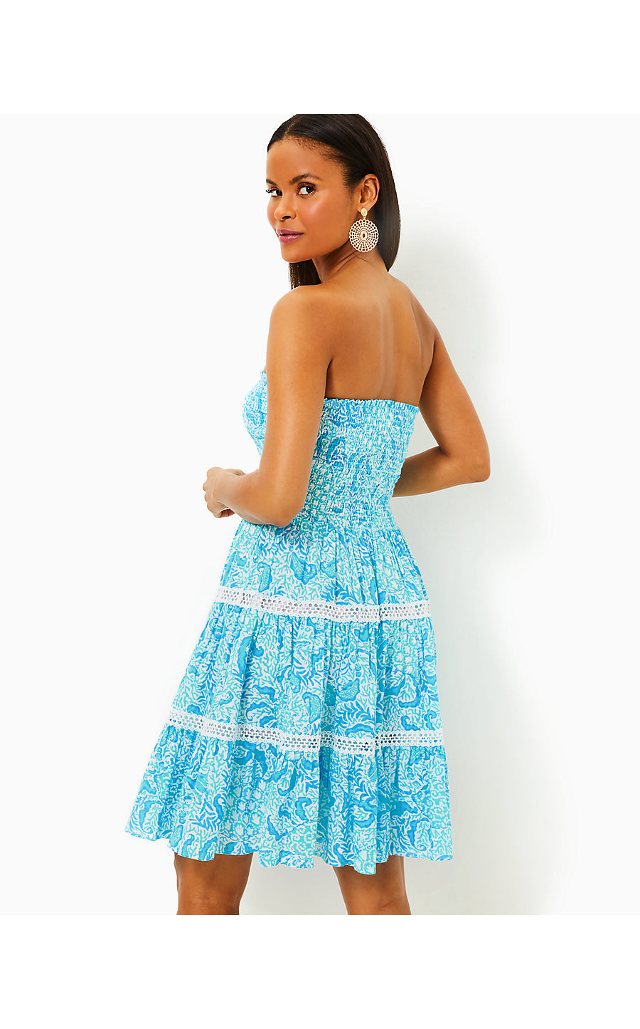 KELVINA STRAPLESS SMOCKED DRESS, RESORT WHITE GOOMBAY GROOVES