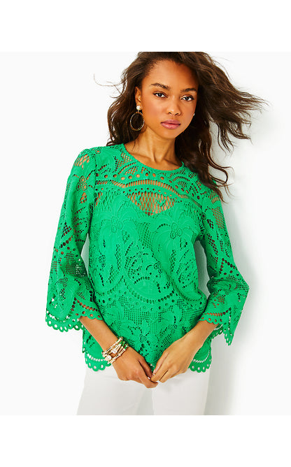 OAKLYNN TUNIC, BRAZILIAN GREEN PALMS IN PARADISE LACE