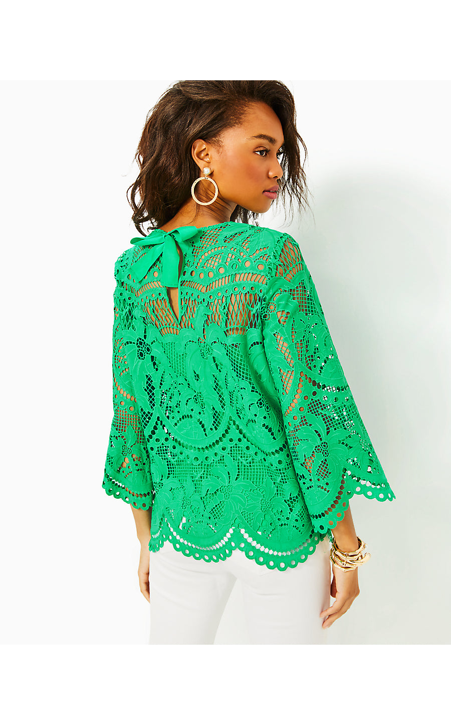 OAKLYNN TUNIC, BRAZILIAN GREEN PALMS IN PARADISE LACE
