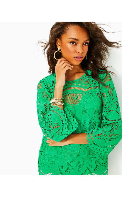 OAKLYNN TUNIC, BRAZILIAN GREEN PALMS IN PARADISE LACE