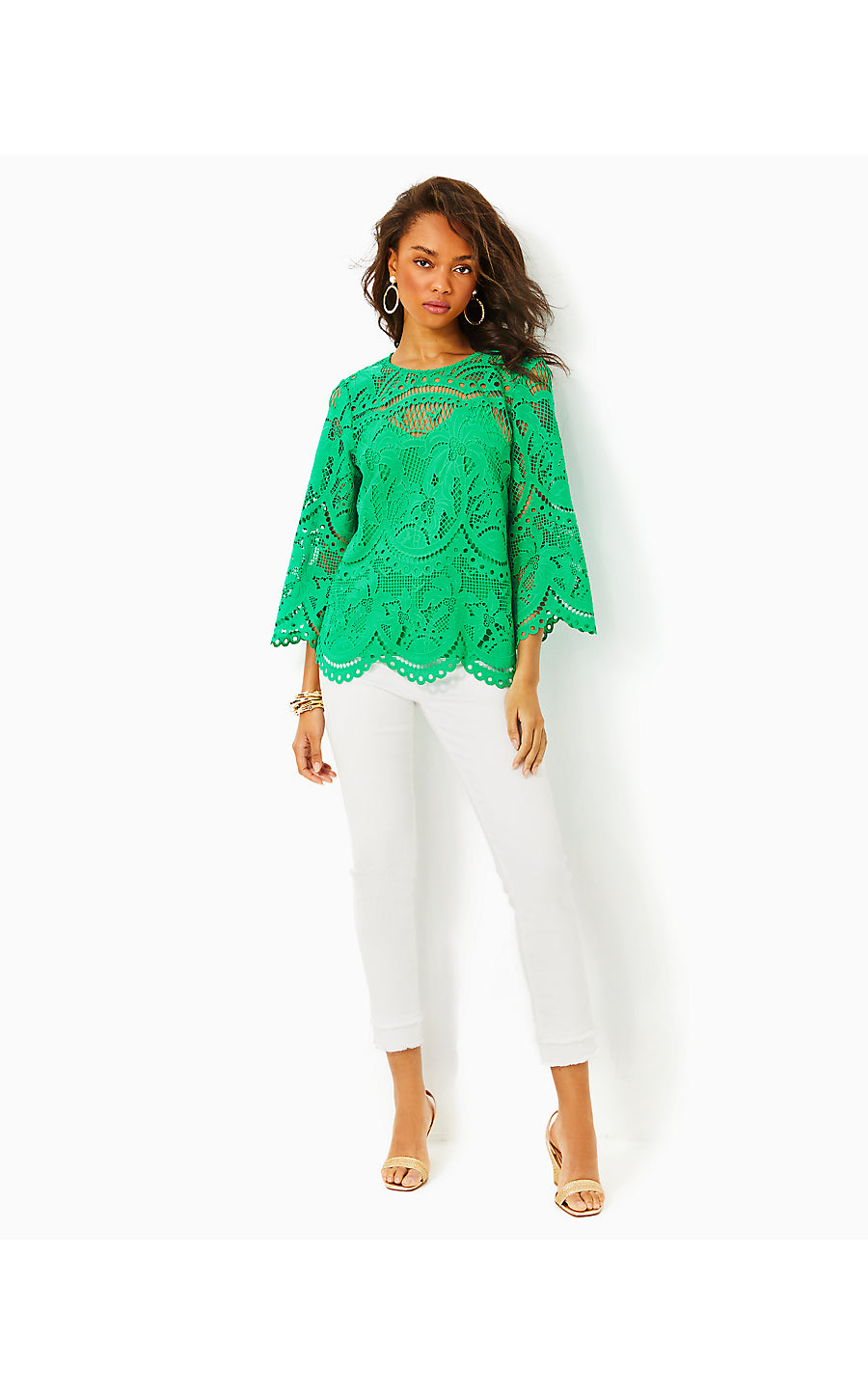 OAKLYNN TUNIC, BRAZILIAN GREEN PALMS IN PARADISE LACE