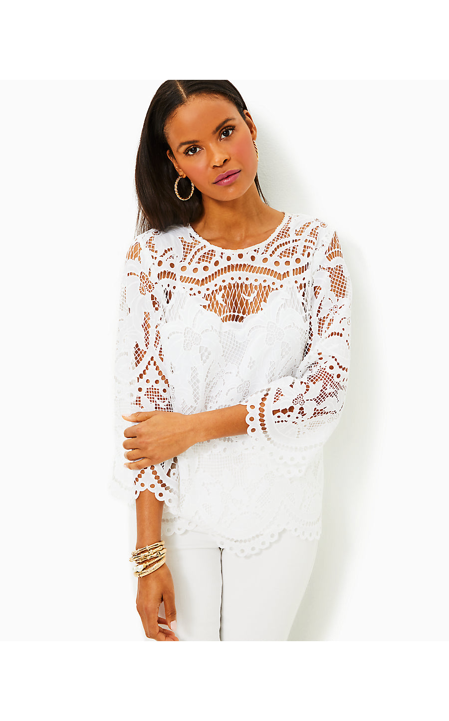 OAKLYNN TUNIC, RESORT WHITE PALMS IN PARADISE LACE