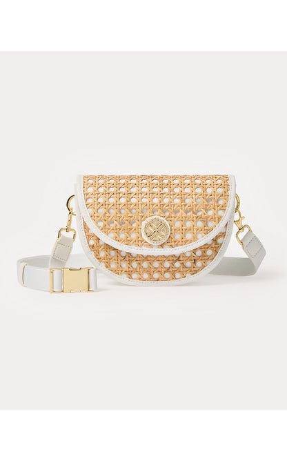 CAMILLE CANE BELT BAG, SAND BAR X RESORT WHITE