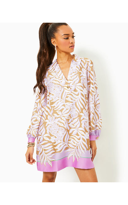 IRALANNE LONG SLEEVE POPOVER, MULTI BON VIVANTS ENGINEERED WOVEN DRESS