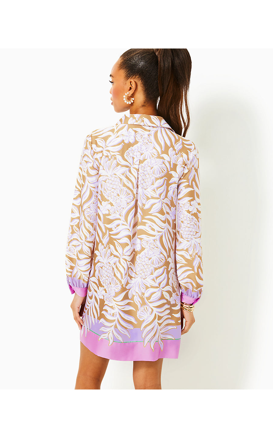IRALANNE LONG SLEEVE POPOVER, MULTI BON VIVANTS ENGINEERED WOVEN DRESS