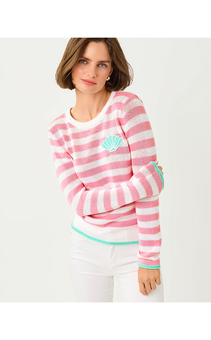 KELLYN SWEATER, CONCH SHELL PINK NAUTI STRIPE