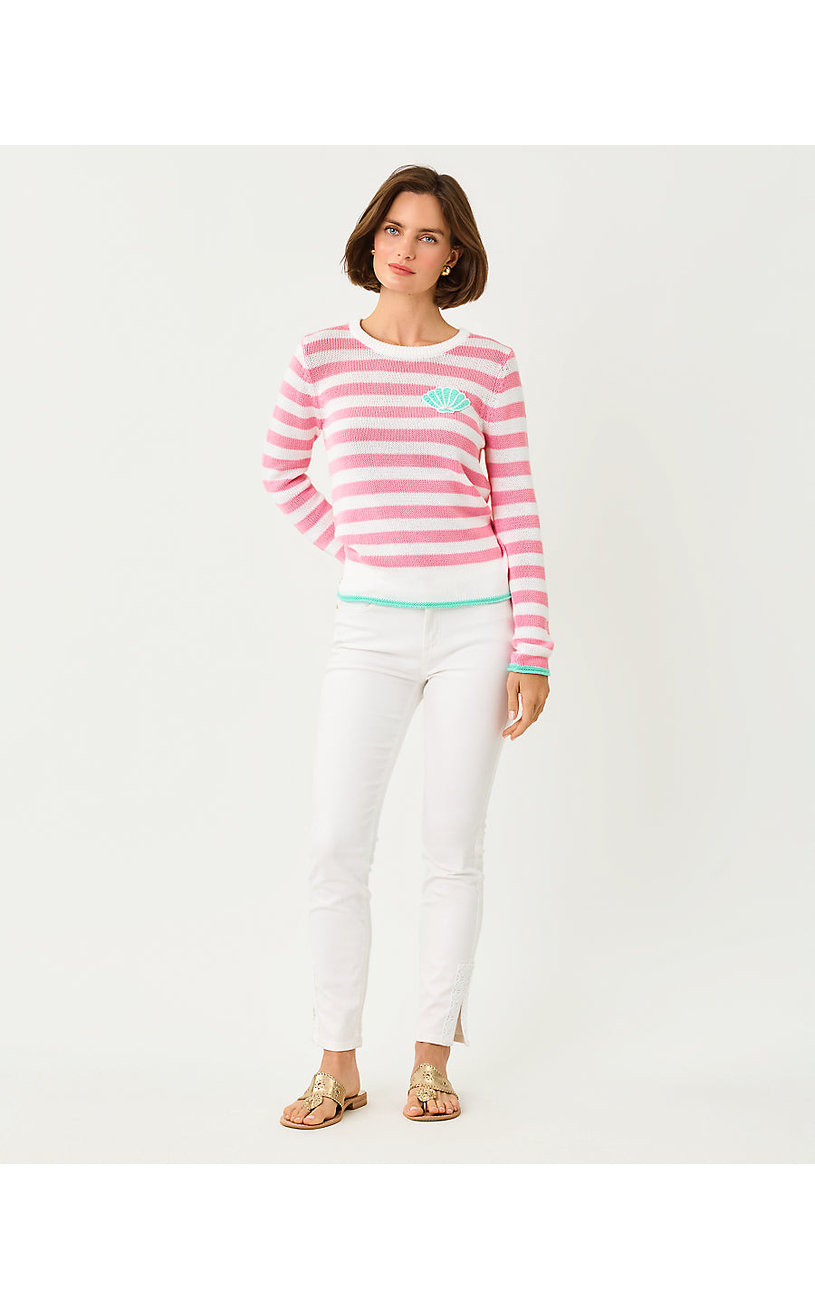 KELLYN SWEATER, CONCH SHELL PINK NAUTI STRIPE