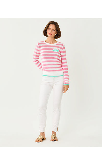 KELLYN SWEATER, CONCH SHELL PINK NAUTI STRIPE