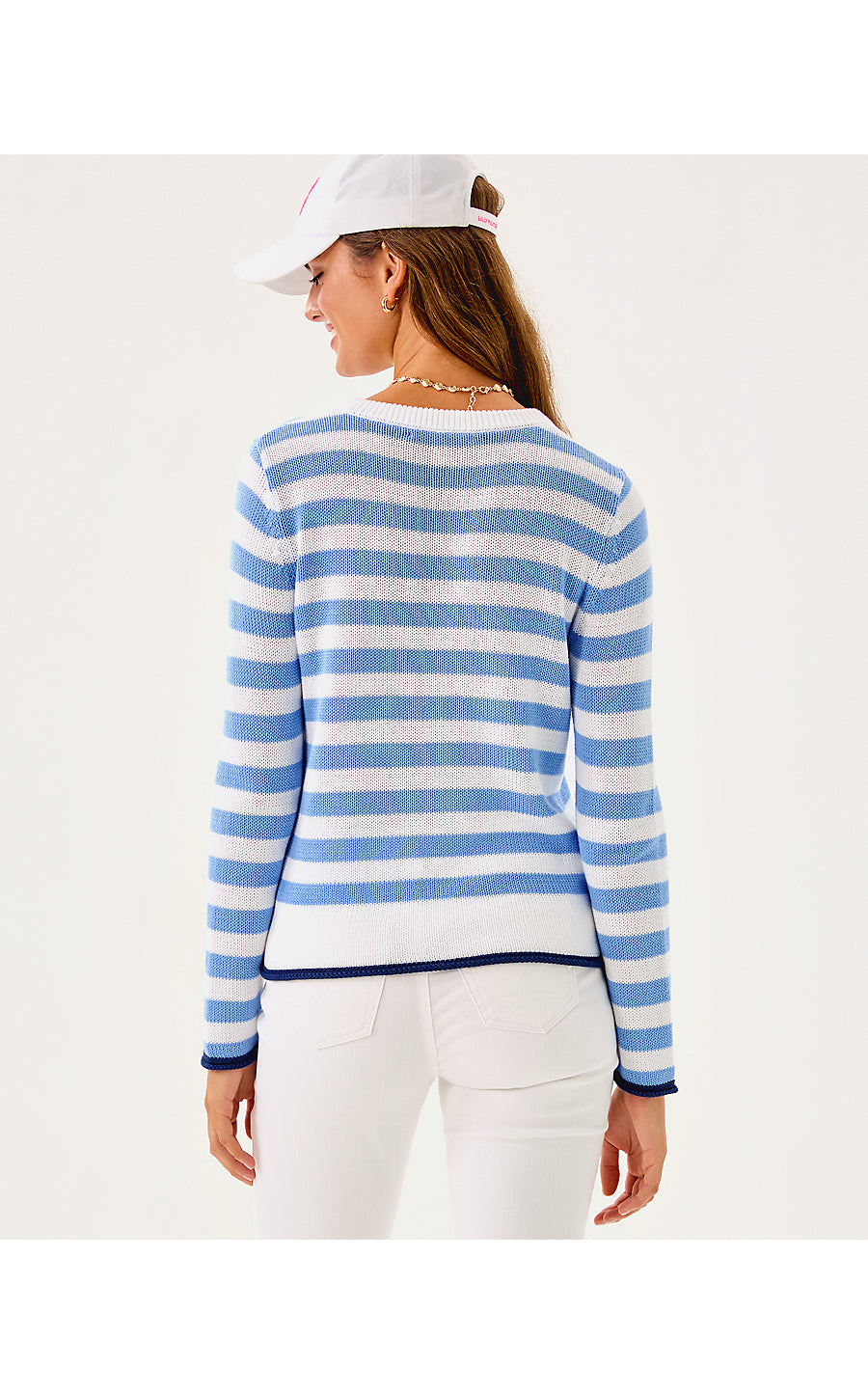 KELLYN SWEATER, JACARANDA BLUE NAUTI STRIPE