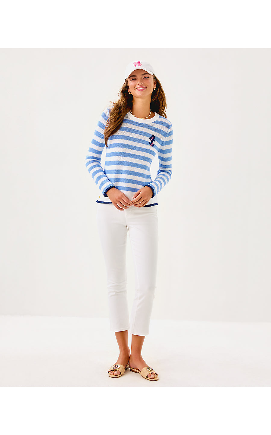 KELLYN SWEATER, JACARANDA BLUE NAUTI STRIPE