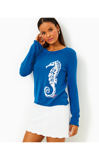 KELLYN SWEATER, BARTON BLUE SEAHORSE JACQUARD