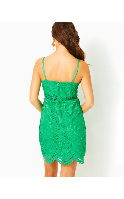 RISETTE LACE DRESS, BRAZILIAN GREEN PALMS IN PARADISE LACE