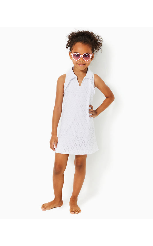 MINI MARTINA POLO DRESS, RESORT WHITE MATCH POINT EYELET