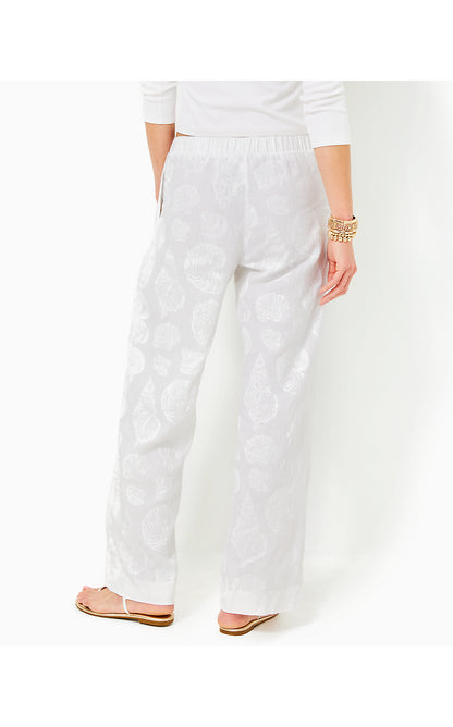 DAYLEN LINEN PALAZZO PANT, RESORT WHITE SHELL OF A GOOD TIME