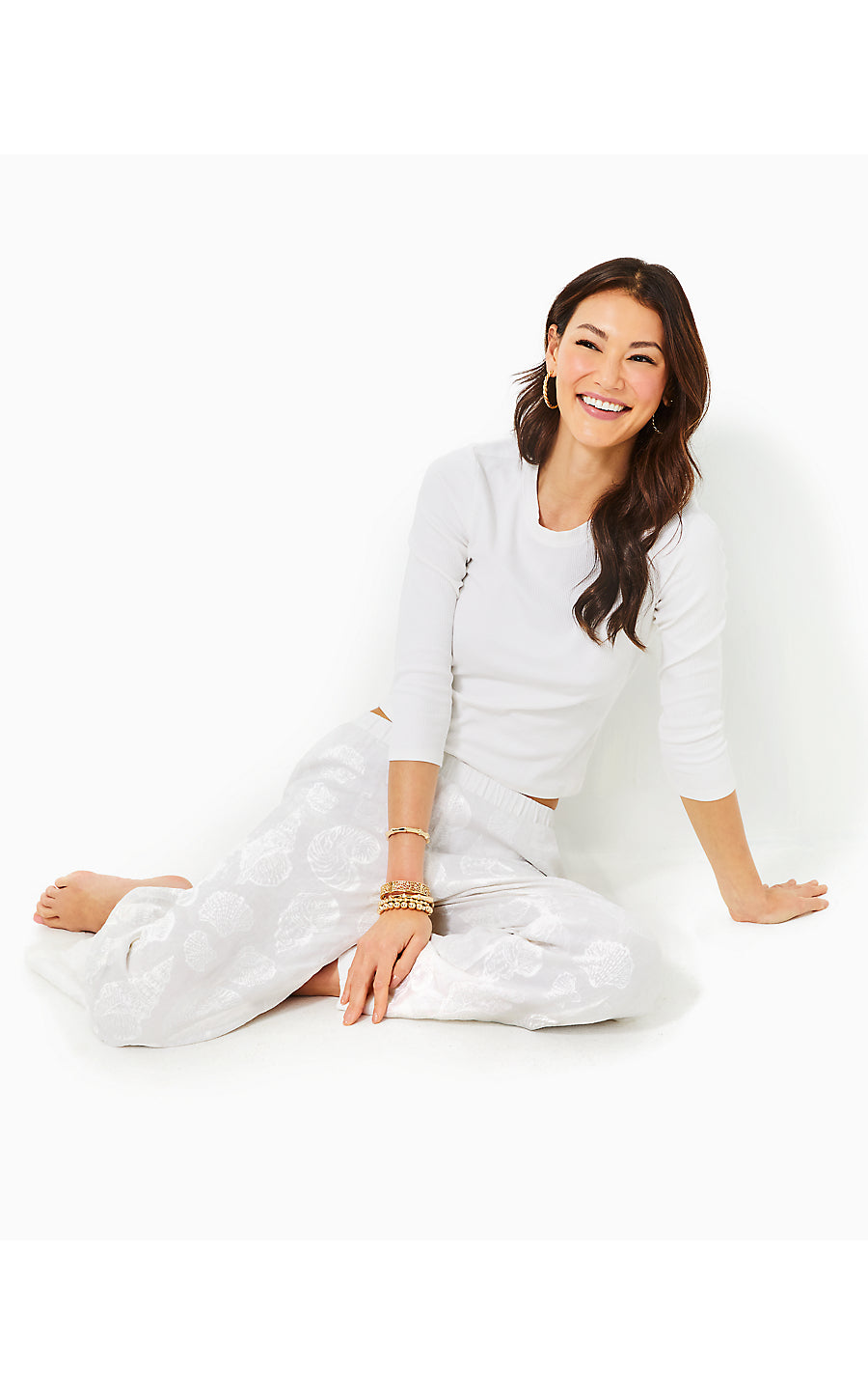 DAYLEN LINEN PALAZZO PANT, RESORT WHITE SHELL OF A GOOD TIME
