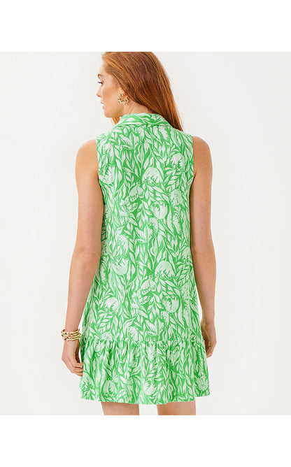 RIEGAN DRESS, FAUNA GREEN TULIP TO TANGO