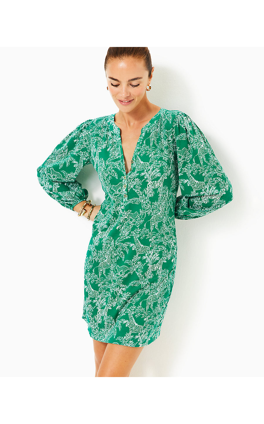 EMERY DRESS, FIDDLE LEAF GREEN SAFARI PARTY