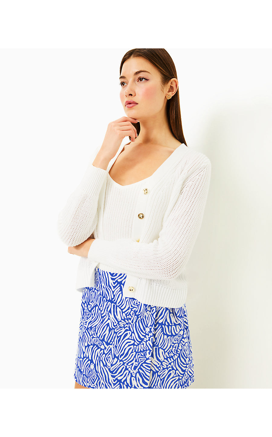 BRISTOW CARDIGAN, RESORT WHITE