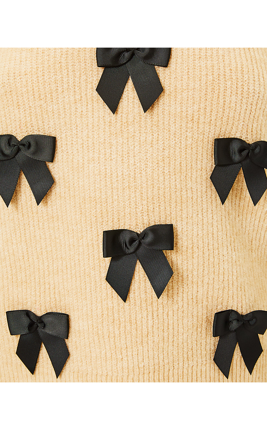 ZARIE SWEATER, HEATHERED WICKER TAN PARTY BOWS