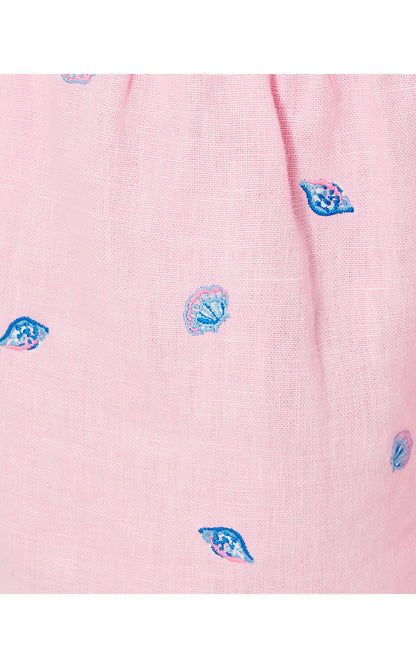 ELODEY LINEN SHORT, CONCH SHELL PINK GONE SHELLIN EMBROIDERY