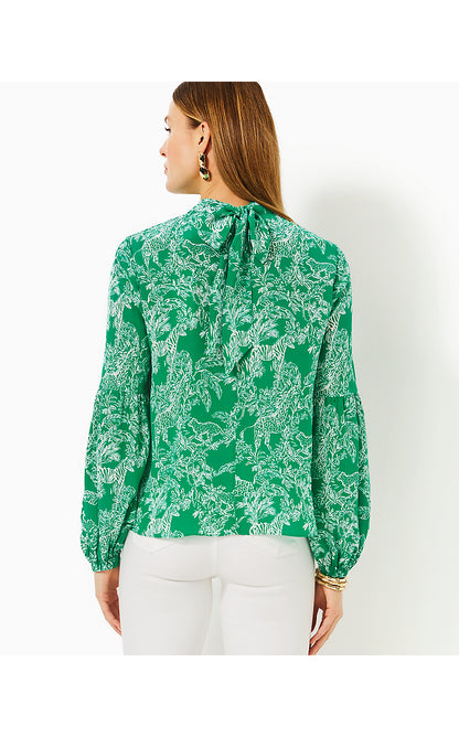 WITAKER SILK TOP, FIDDLE LEAF GREEN SAFARI PARTY