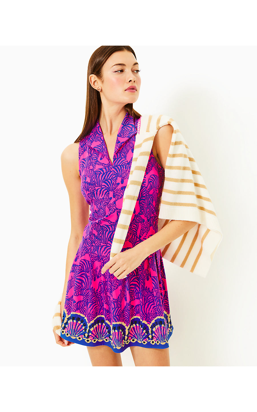 FEDERICA DRESS UPF 50+, PASSION FRUIT PINK LIL WILD NIGHTS ENGINEERED LUXLETIC DRESS