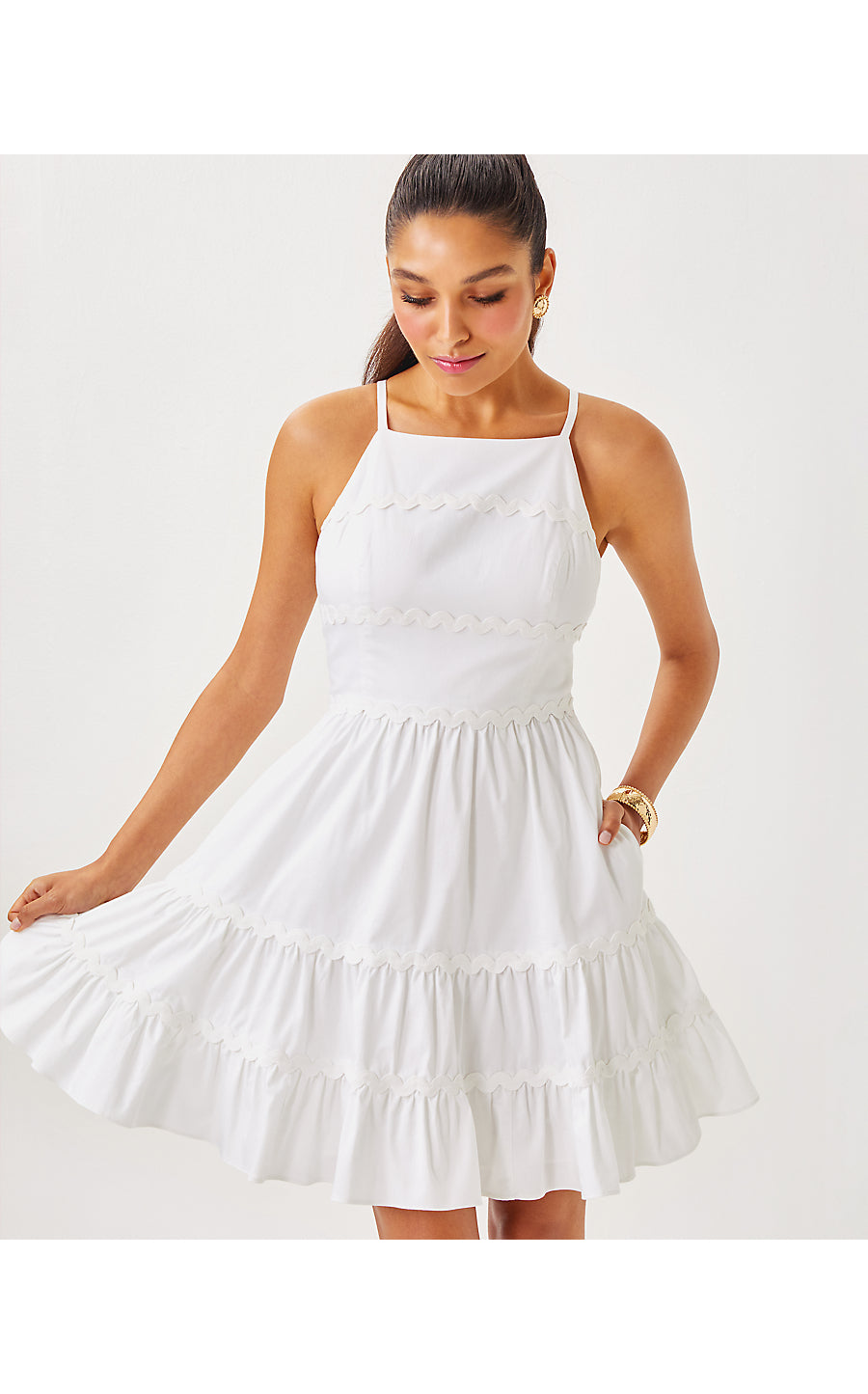 ANGELYNN STRETCH DRESS, RESORT WHITE