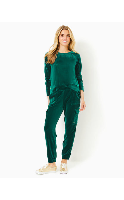 EVA VELOUR PANT, VILLA GREEN