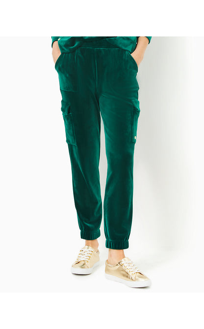 EVA VELOUR PANT, VILLA GREEN